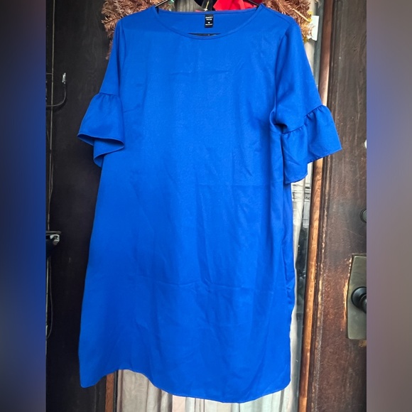 Dresses & Skirts - Brilliant Colorful Royal Blue Flair Bell Sleeve Lightweight Dress Plus Size XL